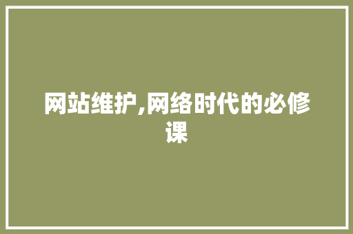 网站维护,网络时代的必修课