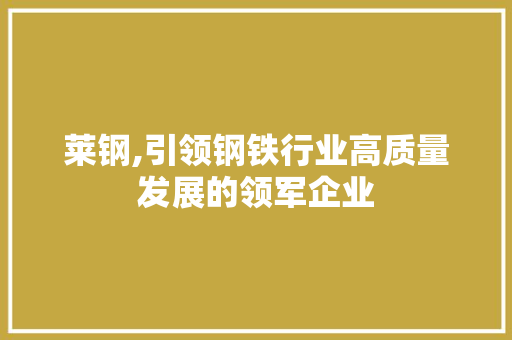 莱钢,引领钢铁行业高质量发展的领军企业