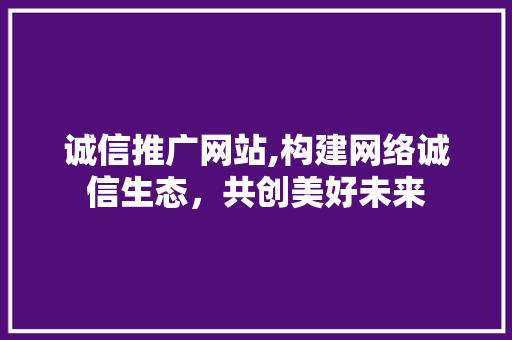 诚信推广网站,构建网络诚信生态，共创美好未来