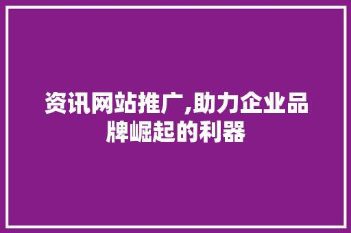 资讯网站推广,助力企业品牌崛起的利器
