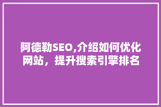 阿德勒SEO,介绍如何优化网站，提升搜索引擎排名
