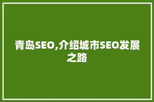 青岛SEO,介绍城市SEO发展之路