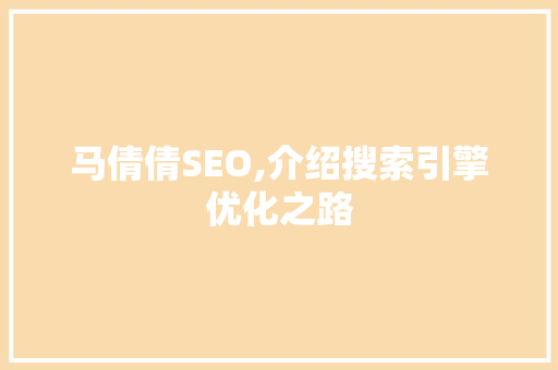 马倩倩SEO,介绍搜索引擎优化之路