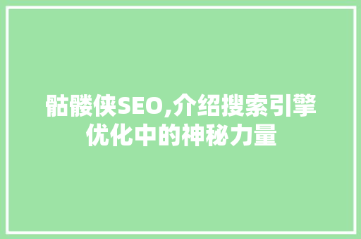 骷髅侠SEO,介绍搜索引擎优化中的神秘力量