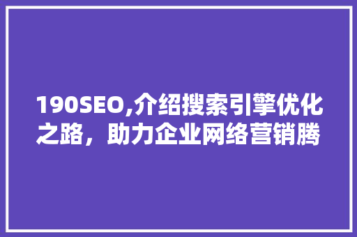 190SEO,介绍搜索引擎优化之路，助力企业网络营销腾飞