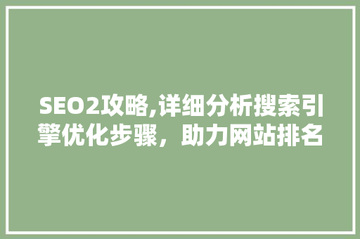 SEO2攻略,详细分析搜索引擎优化步骤，助力网站排名提升