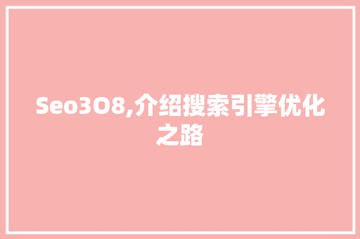 Seo3O8,介绍搜索引擎优化之路