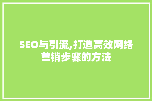 SEO与引流,打造高效网络营销步骤的方法