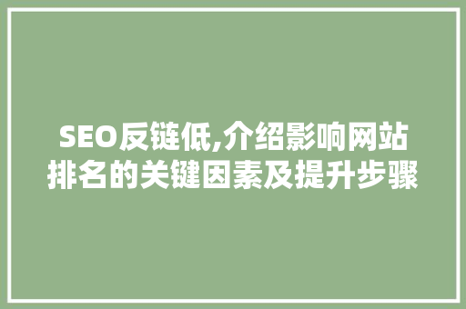 SEO反链低,介绍影响网站排名的关键因素及提升步骤