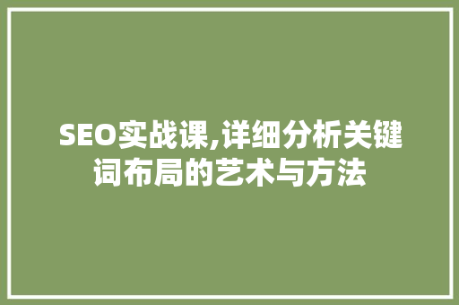 SEO实战课,详细分析关键词布局的艺术与方法