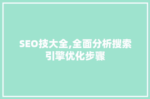 SEO技大全,全面分析搜索引擎优化步骤