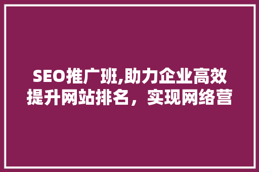 SEO推广班,助力企业高效提升网站排名，实现网络营销新突破