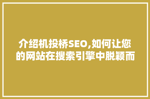 介绍机投桥SEO,如何让您的网站在搜索引擎中脱颖而出