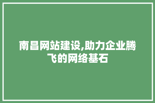 南昌网站建设,助力企业腾飞的网络基石