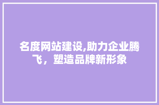 名度网站建设,助力企业腾飞，塑造品牌新形象