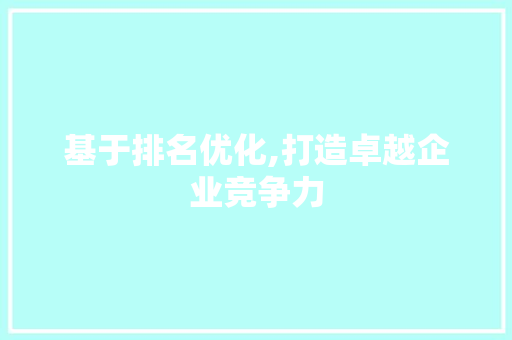 基于排名优化,打造卓越企业竞争力