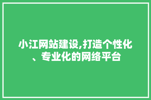 小江网站建设,打造个性化、专业化的网络平台