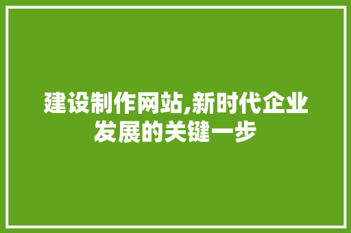 建设制作网站,新时代企业发展的关键一步