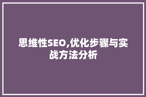 思维性SEO,优化步骤与实战方法分析