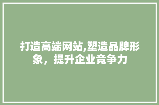 打造高端网站,塑造品牌形象，提升企业竞争力