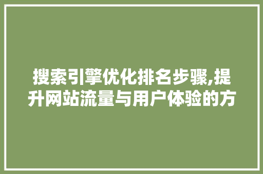 搜索引擎优化排名步骤,提升网站流量与用户体验的方法