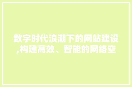 数字时代浪潮下的网站建设,构建高效、智能的网络空间
