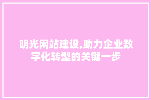 明光网站建设,助力企业数字化转型的关键一步