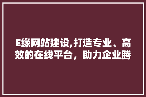 E缘网站建设,打造专业、高效的在线平台，助力企业腾飞