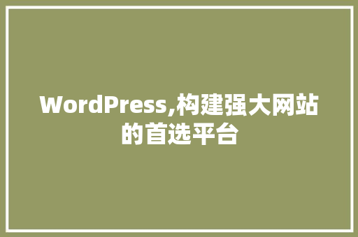 WordPress,构建强大网站的首选平台