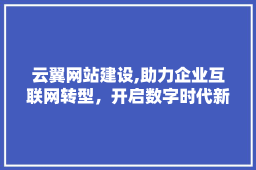 云翼网站建设,助力企业互联网转型，开启数字时代新篇章