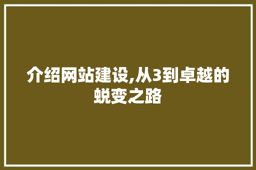 介绍网站建设,从3到卓越的蜕变之路