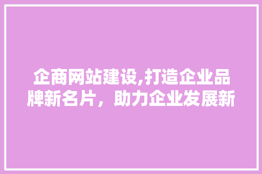 企商网站建设,打造企业品牌新名片，助力企业发展新篇章