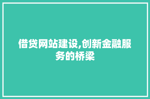 借贷网站建设,创新金融服务的桥梁