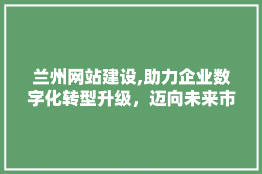 兰州网站建设,助力企业数字化转型升级，迈向未来市场