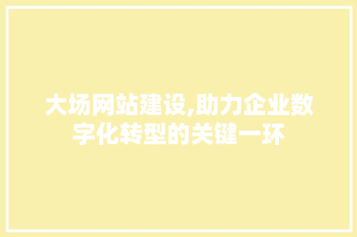 大场网站建设,助力企业数字化转型的关键一环