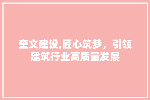 奎文建设,匠心筑梦，引领建筑行业高质量发展