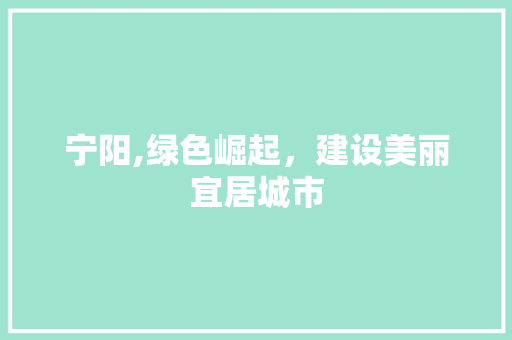 宁阳,绿色崛起，建设美丽宜居城市