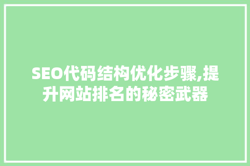 SEO代码结构优化步骤,提升网站排名的秘密武器
