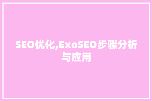 SEO优化,ExoSEO步骤分析与应用