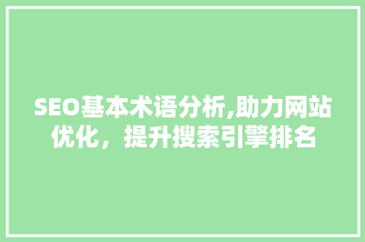 SEO基本术语分析,助力网站优化，提升搜索引擎排名