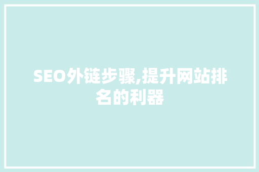 SEO外链步骤,提升网站排名的利器