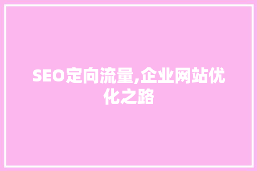 SEO定向流量,企业网站优化之路