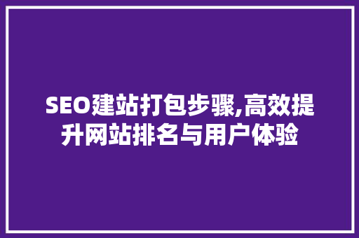 SEO建站打包步骤,高效提升网站排名与用户体验