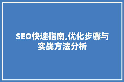 SEO快速指南,优化步骤与实战方法分析