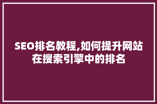 SEO排名教程,如何提升网站在搜索引擎中的排名
