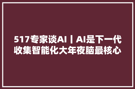 517专家谈AI丨AI是下一代收集智能化大年夜脑最核心技能