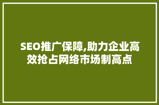 SEO推广保障,助力企业高效抢占网络市场制高点