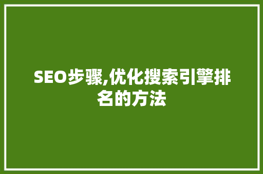SEO步骤,优化搜索引擎排名的方法