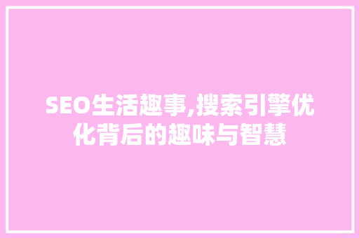 SEO生活趣事,搜索引擎优化背后的趣味与智慧
