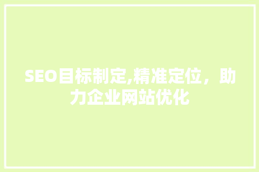 SEO目标制定,精准定位，助力企业网站优化